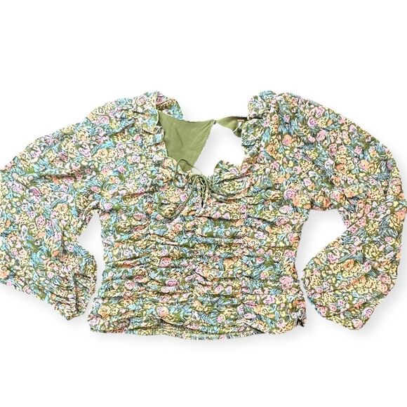 FREE PEOPLE Women’s Garden Combo Mabel Printed Long Sleeve Blouse Size Large - Picture 4 of 9